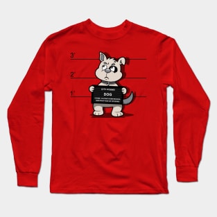 Funny Cute Naughty Dog Mugshot Cartoon for Dog Lovers Long Sleeve T-Shirt